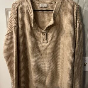 Beige Waffle Knit Sweater